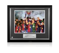 Exclusive Memorabilia Robert Lewandowski Signed Barcelona Football Photo. Deluxe Frame