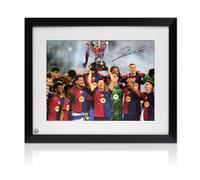 Exclusive Memorabilia Robert Lewandowski Signed Barcelona Football Photo. Framed