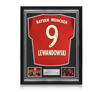 Exclusive Memorabilia Robert Lewandowski Signed Original Bayern Munich 2015-16 Home Football Shirt. Superior Frame