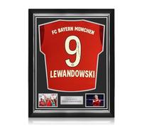 Exclusive Memorabilia Robert Lewandowski Signed Original Bayern Munich 2018-19 Home Football Shirt. Superior Frame