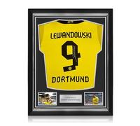 Exclusive Memorabilia Robert Lewandowski Signed Original Borussia Dortmund 2013-14 Football Shirt. Superior Frame