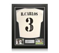 Exclusive Memorabilia Roberto Carlos Signed Real Madrid 2024-25 Football Shirt. Standard Frame