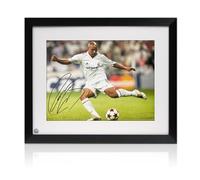 Exclusive Memorabilia Roberto Carlos Signed Real Madrid Football Photo. Framed