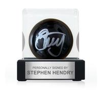 Exclusive Memorabilia Stephen Hendry Signed Black Snooker Ball. Display Case With Plaque