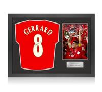 Exclusive Memorabilia Steven Gerrard Back Signed Liverpool 2005 Football Shirt. Icon Frame