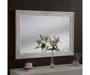Exclusive Mirrors Florence Large Wall Mirror In White 104cm x 74cm - White