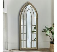 Exclusive Mirrors Lewis Vintage Cream Metal Frame Arch Window Wall Mirror 153cm x 60cm - Brown