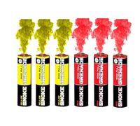 EXCLUSIVE ONLINE Pack of 6 Colour Ring Pull Smoke Grenades with Ideal for Paintball Weddings Photoshoots & Special Effects (3 Red & 3 Yellow)
