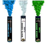 EXCLUSIVE ONLINE Smoke Grenades/Flares Ring Pull for Gender Reveal, Paintball, Weddings, Photo-shoots and Special Effects 90second Duration Pack of 3Mixed Colours(Blue,White,Green)