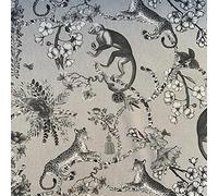 Exclusive Oriental Chinoiserie Whimsy Cotton Rich Linen Fabric for Curtains Blinds Craft Bags Sewing Quilting Patchwork & Upholstery | 55" - 140 cm Wide (Per Metre, Black/Grey)
