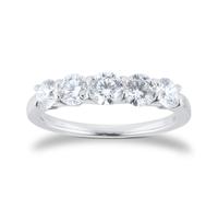Exclusive Platinum 1.00cttw Brilliant Cut 5 Stone Goldsmiths Signature Diamond Eternity Ring - Ring Size O