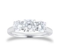 Exclusive Platinum 1.50cttw Brilliant Cut 3 Stone Goldsmiths Signature Diamond Engagement Ring - Ring Size M