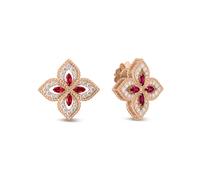 Exclusive Venetian Princess 18ct Rose Gold 0.55ct Diamond & Ruby Stud Earrings