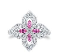 Exclusive Venetian Princess 18ct White Gold Pink Sapphire & 0.27ct Diamond Ring - Ring Size M