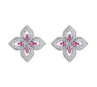 Exclusive Venetian Princess 18ct White Gold Pink Sapphire & 0.55ct Diamond Stud Earrings