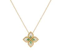 Exclusive Venetian Princess 18ct Yellow Gold Emerald & 0.28ct Diamond Pendant