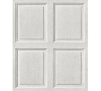Exclusive White Wooden Panel 3D Effect Realistic Square Panelling Flat Wallpaper AL1028