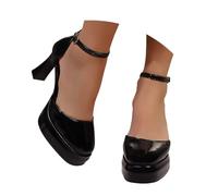 Exclusive Women's High Heels Sandals with Square Toe Block Heel Minimalist Strappy Sandals Summer Style Export Shoes from the Category Women's High Heels, black, 8 UK