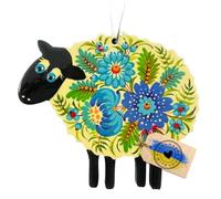 Exclusive Wooden Sheep Christmas Ornament - Handcrafted & Hand Painted in Ukrainian Petrykivka Folk Style - Farm Animal Ornaments