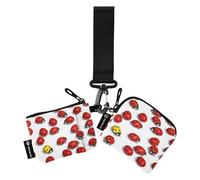 Exclusive Yellow Badge Insect Ladybug Living Room Medium Double Wallet Ladies Wallet Business Card Holder Small Detachable Wallet Credit Cards Organizer with Strap, Multicoloured., 4.13"(L) x