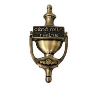 Exclusively Irish Claddagh Door Knocker for Front Door Cead Mile Failte Brass Knocker 8" Welcome Gift Ireland Home Décor (Antique Brass)
