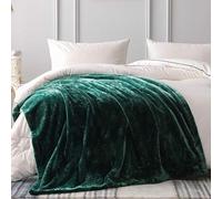 Exclusivo Mezcla 480 GSM Plush Fuzzy Fleece Throw Blanket 127x178 CM, Super Soft, Fluffy and Warm Blankets for Sofa, Bed, All Season Use, Forest Green