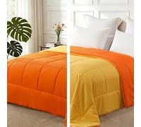 Exclusivo Mezcla 7.5 Tog King Size Duvet All Seasons, Ultra Soft Reversible Coverless Duvet, Lightweight Down Alternative Comforter, 230x220 cm Orange/Yellow