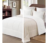 Exclusivo Mezcla 7.5 Tog King Size Duvet All Seasons, Ultra Soft Reversible Coverless Duvet, Lightweight Down Alternative Comforter, 230x220 cm Beige/White