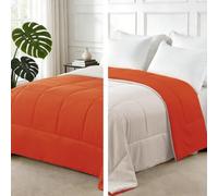 Exclusivo Mezcla 7.5Tog Super King Coverless Duvet, Lightweight, Reversible | 260x220cm, Soft Pre-washed Microfiber, All Seasons Down Alternative Comforter, Machine Washable, Burnt Orange/Brich Beige