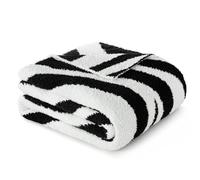 Exclusivo Mezcla Black Zebra Print Blanket, Ultra Soft and Warm Reversible Woven Knit Blanket, Lightweight Cozy Snuggly Throw for Couch Bed and Home Decor, 127x152 CM