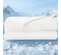 Exclusivo Mezcla Cooling Single Duvet for Summer, Lightweight Cooling Blanket for Hot Sleepers, Soft Breathable Cooling Coverless Duvet for Night Sweats, 150x200 CM, White