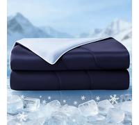 Exclusivo Mezcla Cooling Single Duvet for Summer, Lightweight Cooling Blanket for Hot Sleepers, Soft Breathable Cooling Coverless Duvet for Night Sweats, 150x200 CM, Navy