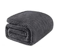 Exclusivo Mezcla Double Size Fleece Blanket for Bed, 230x168 CM Cozy Lightweight Blankets for All Season, Decorative Giftable Fuzzy Plush Wave Textured Suitable for Women, Men, Dark Grey