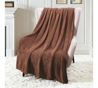 Exclusivo Mezcla Extra Large Fleece Throw Blanket for Couch, Sofa, 300GSM Super Soft and Warm Blankets, Brown Throw All Season Use, Cozy, Plush, Lightweight, 127x178 CM
