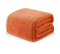 Exclusivo Mezcla Fleece Bed Blanket King Size, Super Soft and Warm Blankets for Couch, Sofa and Bed Waffle Textured, Cozy, Fuzzy and Lightweight, Burnt Orange, 230x265 CM