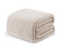 Exclusivo Mezcla Fleece Bed Blanket Queen Size, Super Soft and Warm Blankets for Couch, Sofa and Bed Waffle Textured, Cozy, Fuzzy and Lightweight, Camel, 230x230 CM
