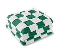 Exclusivo Mezcla Fleece Blanket Double Size, Cozy Lightweight and Fuzzy Checkered Blankets for Sofa or Bed, Suitable for All Season, Green, 150x200 CM