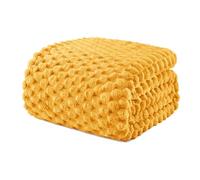 Exclusivo Mezcla Fleece Double Size Blanket for Bed, Extra Large Fuzzy Mustard Yellow Bed Blankets, Soft Cozy Plush Sofa Throws for All Seasons, 150x200 CM
