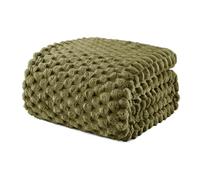 Exclusivo Mezcla Fleece Double Size Blanket for Bed, Extra Large Fuzzy Olive Green Bed Blankets, Soft Cozy Plush Sofa Throws for All Seasons, 150x200 CM