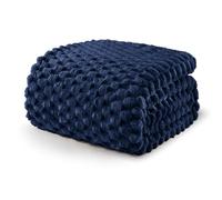 Exclusivo Mezcla Fleece Double Size Blanket for Bed, Large Fuzzy Navy Blue Bed Blankets, Soft Cozy Plush Sofa Throws for All Seasons, 230x168 CM