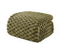 Exclusivo Mezcla Fleece Queen Size Blanket for Bed, Extra Large Fuzzy Olive Green Bed Blankets, Soft Cozy Plush Sofa Throws for All Seasons, 230x230 CM