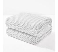 Exclusivo Mezcla Fleece Throw Blanket Extra Large, Super Soft and Warm Blankets for Couch, Sofa and Bed Waffle Textured, Cozy, Fuzzy and Lightweight, Mixed Light Grey, 127x178 CM