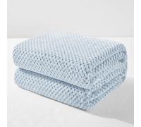 Exclusivo Mezcla Fleece Throw Blanket Extra Large, Super Soft and Warm Blankets for Couch, Sofa and Bed Waffle Textured, Cozy, Fuzzy and Lightweight, Mixed Slate Blue, 127x178 CM