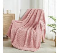 Exclusivo Mezcla Fleece Throw Blanket Extra Large, Super Soft and Warm Blankets for Couch, Sofa and Bed Waffle Textured, Cozy, Fuzzy and Lightweight,Dusty Pink, 127x178 CM