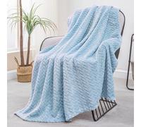 Exclusivo Mezcla Fleece Throw Blanket for Couch and Bed, 127x178 CM Soft Cozy Jacquard Flannel Blankets, Lightweight Fuzzy Plush Warm Throws for All Seasons, Light Blue