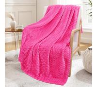 Exclusivo Mezcla Fleece Throw Blanket for Couch and Bed, 127x178 CM Soft Cozy Jacquard Flannel Blankets, Lightweight Fuzzy Plush Warm Throws for All Seasons, Hot Pink