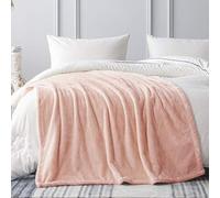 Exclusivo Mezcla Fleece Throw Blanket for Couch, Sofa, 300GSM Super Soft and Warm Blankets, Dusty Pink Throw All Season Use, Cozy, Plush, Lightweight