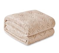 Exclusivo Mezcla Fleece Throw Blanket for Couch, Super Soft and Warm Blankets for All Seasons, Plush Fuzzy Leaves Pattern Throw, Camel Throw, 127x150 CM
