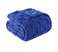 Exclusivo Mezcla Fleece Throw Blanket for Couch,Super Soft and Warm Lightweight Checkered Pattern Blankets for All Seasons, 127x152 CM, Cobalt Blue