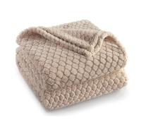 Exclusivo Mezcla Fleece Throw Blanket for Couch, Super Soft Jacquard Bed Blanket, Lightweight Fuzzy Warm for All Seasons, 127x152 CM, Camel